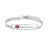 TGLS Red Medical Alert Addison's Disease Bracelet for Women Men Emergency First Aid Health Alert Engraved Adjustable Stainless Steel Chain Bracelets