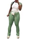 Nimsruc 2 Piece Outfits for Women Casual Sweat Sets Comfy Short Sleeve Matching Tracksuits Green M