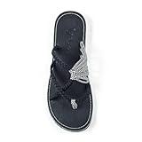 Plaka Oceanside Flat Summer Sandals for Women | Flip flops for the Beach, Walking & Dressy Occasions | Black Zebra | Size 7