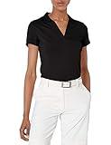 PGA Tour Women's Airflux Short Sleeve Golf Polo Shirt, With Moisture-Wicking Fabric And Sun Protection (Size X-Small - Xx-Large), Caviar, X-Small