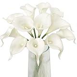 Letjolt White Calla Lily 12Pcs Artificial Flowers Bouquet for Wedding Bride Shower Blessing Gift Home Decoration Faux Calla Lilies Flower, White