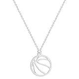 RTY Minimalist Hollow Basketball Pendant Necklace for Teens Sports Lover Friendship Gift (silver)