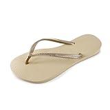 Havaianas Women's Slim Flip Flops Sandals - Sand Grey/Light Golden, 7/8