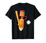 Baseball Player Pencil Back To School Cute Sport Students T-Shirt