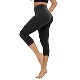 High Waisted Leggings for Women - No See Through Tummy Novelty Workout Yoga Pants with Pockets Reg & Plus Black