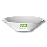 Responsible Products 24 oz Disposable Bowls I Tree-Less™ Compostable Molded Fiber Noodle Bowls I Extra Strength I No Added PFAS I Classic White (500 Count)