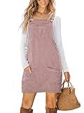 CUPSHE Corduroy Mini Fall Dress for Women Front Bib Pocket Square Neck Wide Straps A Line Casual Winter Overall Dresses, Light Purple XXL