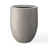 Kante 21.7" H Weathered Concrete Tall Planter, Large Outdoor Indoor Decorative Pot with Drainage Hole and Rubber Plug, Modern Round Style for Home and Garden