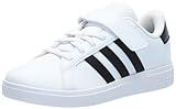 adidas Grand Court 2.0 Sneaker, White/Black/White, 12 US Unisex Little Kid