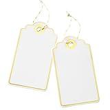 100 PCS 3.5 x 2 inches White Paper Gift Tags with String for Christmas by SUNCOLOR