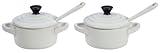 Le Creuset Stoneware Set of 2 Condiment Dish and Spoon Set, White