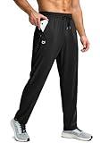 G Gradual Men's Sweatpants with Zipper Pockets Lightweight Mesh Athletic Pants for Men Open Bottom Workout Gym Running Black