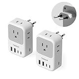 TESSAN European Travel Plug Adapter 2-Pack, US to EU Outlet Adaptor with 4 AC Outlets & 5 USB Ports (3 USB-C 28W), Type C Power Adapter for Italy France Germany Spain Greece Iceland