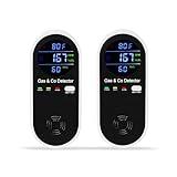 2 Packs Combination Gas & Carbon Monoxide Detector, 4-in-1 Natural Gas Detector & Carbon Monoxide Alarm with Temperature(°F) & Humidity,Propane & CO Detector for Home,RV,Apartment