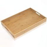 Krismax Serving Tray with Handles, Bamboo Breakfast Tray Wooden Trays Decorative Serving Platter for Eating, Working, Storing, Used in Bedroom, Kitchen, Living Room, Bathroom, Hospital and Outdoors