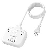 Italy Travel Plug Adapter with 5FT Extension Cord, meta-ant Italy Power Adapter with 3 American Outlets 4 USB Ports(2 USB-C), Type L Adapter for US to Italy Chile Ethiopia Libya Syria Tunisia Uruguay