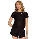 Danielle K. Women's Open Back Honey T Loose Fit Honeycomb Mesh Yoga Athletic Workout Casual Top Black