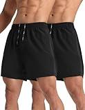MAXCK 2 Pack Mens Lightweight Athletic Running Shorts 5'' Quick Dry Gym Workout Shorts with Zipper Pockets Black/Black,X-Large