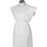 Avalon Standard Gowns, White (Pack of 50) ― Tissue/Poly/Tissue ― Open-Back, Waist-Tie, Short-Sleeve Medical Gowns ― Disposable Exam Gowns ― Standard Size 30” x 42” ― Latex-Free Medical Supplies (811)