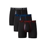 Hanes Total Support Pouch Men's Pack, Anti-Chafing, Moisture-Wicking Underwear with Cooling (Trunks Available), Boxer Brief-Black, Medium