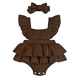 Dalukit Newborn Baby Girl One-piece Romper Dress Infant Girl Summer Outfits with Headband Ruffle Sleeveless Bodysuit for Baby
