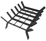 AnBaiMei 17 Inch Heavy Duty Fireplace Grate, Small Fire Wood Log Burning Rack Holder with 6 Support Bars for Indoor Outdoor Fire Place Accessories, Wrought Iron Firewood Stove Insert, Black