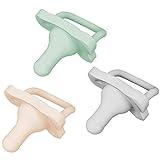 Dr. Brown's HappyPaci 100% Silicone Baby Pacifier, Contoured One-Piece Design, Cool Gray, Green, Ecru, 0-6m, BPA-Free, 3 Pack