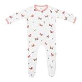 KYTE BABY Unisex Zipper Closure Footies, Rayon Made From Bamboo (0-3 Months, Butterfly)