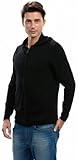 Citizen Cashmere Mens Hoodie - Pure Cashmere Full-Zip Sweatshirt No Pockets Long Sleeves Hand-Knitted