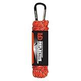 GEAR AID 550 Paracord and Carabiner, 7 Strand Utility Cord for Camping and Survival, Orange Reflective, 30 ft