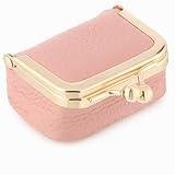 Mini Jewelry Box Travel Vintage Portable Coin Purse with Lock & Anti-Tip Design, Mini Jewelry Travel Case Leather Small Leather Coin Purse Ring Case for Earring Ring Necklace Bracelet Earphone