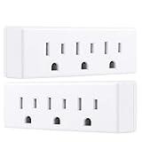 Philips 3-Outlet Extender, 2 Pack, Grounded Wall Tap, 3-Prong Adapter, Multiple Plug, Power Splitter, Cruise Essentials, Use for Home Office School Dorm, UL Listed, White, SPS1630W/37