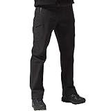 FREE SOLDIER Men's Outdoor Softshell Fleece Lined Cargo Pants Snow Ski Hiking Pants with Belt (Black 34W/30L)