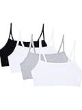 Fruit of the Loom Women's Spaghetti Strap Cotton Pullover Sports Bra, Black/White/White/Heather Grey 4-Pack, 38