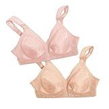 Playtex Women's 18 Hour Comfort-Strap Wireless, Full-Coverage Bra with 4-Way TruSupport, Single, Pretty Blush/Cafe Au Lait, 2-Pack, 42D