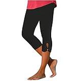 FOCLMP Women Capri Leggings 2024 Dressy Casual Summer Capris Knee Length Crop Pants Trendy Lightweight Ladies Clothing Palazzo Pants for Women Dressy Petite Black L