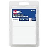 Avery Multi-Use Permanent Labels, 1" x 2.75", White, Non-Printable, 128 Blank Labels Total (6113)