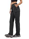 Moosehill Women's Hiking Cargo Pants Quick Dry Lightweight High Waist Pants for Work Travel Outdoor and Casual with 5 Pockets (Black, 8)