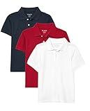 The Children's Place boys Short Sleeve Pique Polo Shirt, Classic Red/Nautico/White 3 Pack, XX-Large US