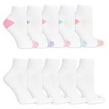 Fruit of the Loom Women Everyday Active Sport Ankle Socks (10 Pack), White Assorted, 8-12