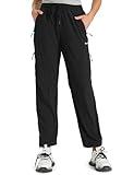 Seamaid Women's Hiking Pants Quick Dry Lightweight Water Resistant Cargo Pants with Zipper Pockets Travel Outdoor Black S