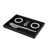 Julysky Jewelry Organizer Trays for Drawer,Jewelry Display Organizer Case for Women,Bracelet Necklace and Ring Display Stand for Selling,Velvet Jewelry Storage Display (Black, Empty Plate)