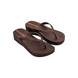 Ipanema Women's Mesh Chic Platform Flip Flops - Comfortable and Trendy Summer Platform Sandals with Glittery Straps, Anatomic Footbed & Non-Slip Sole, Brown/Glitter, 7