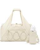 BAGSMART Gym Bag for Women, Lightweight Duffel with Shoe Compartment, Weekender with Wet Pocket, Workout Yoga Tote, Cream