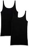 Amazon Essentials Women's Slim-Fit Thin Strap Tank Top, Pack of 2, Black, Medium