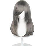 Wiggy Mermaid Grey Wig for Women Men 50cm/20'' Long Straight Universal Grey Hair Wigs + Cap for Daily Halloween Costume Party Anime Game TV Movie Character Cosplay