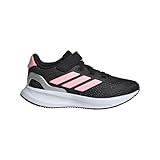 adidas Run Falcon 5 Sneaker, Black/Pink Spark/Silver Metallic, 4 US Unisex Big Kid