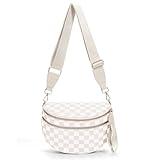 Checkered Crossbody Bum Bags for Women Nylon Checkered Purse Checkerboard Fanny Pack (A04 Beige)