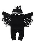 Newborn Baby Boys Girls Halloween Cosplay Bat Costume Hooded Romper Jumpsuit My First Halloween Infant Boy One-Piece Hooded Romper Playsuit Clothes(3-6M)