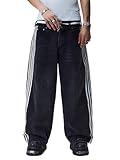 Alyweatry Baggy Neutral Jeans for Men Women Low Rise Wide Leg Vintage Oversized Denim Track Pants (Black, M), Medium